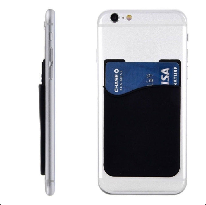 5x Silicone Credit Card Holder - Black Wallet Pocket Sticker