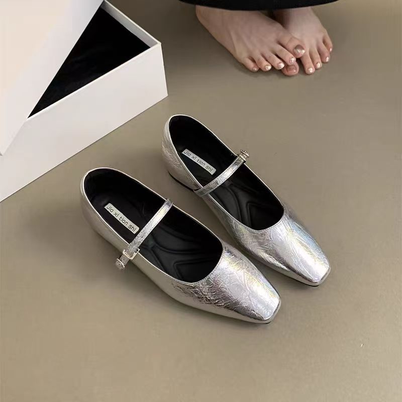 2026 New Arrival Women's Silver Block Heel Mary Janes