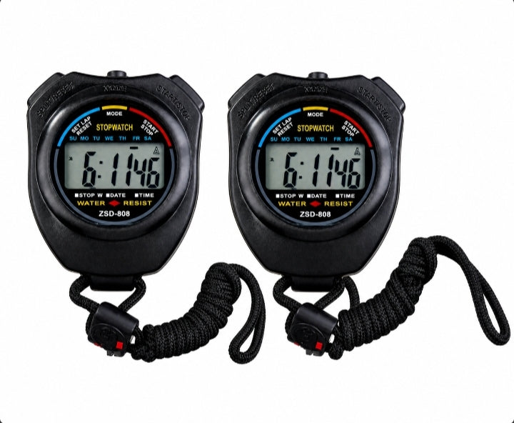 2PCS Set Digital Stopwatch Sports Counter Watch