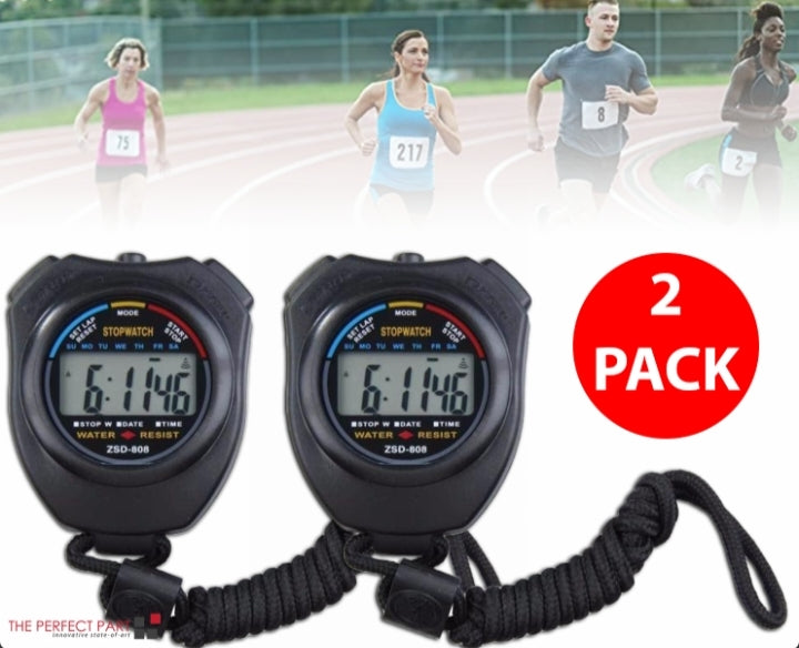 2PCS Set Digital Stopwatch Sports Counter Watch