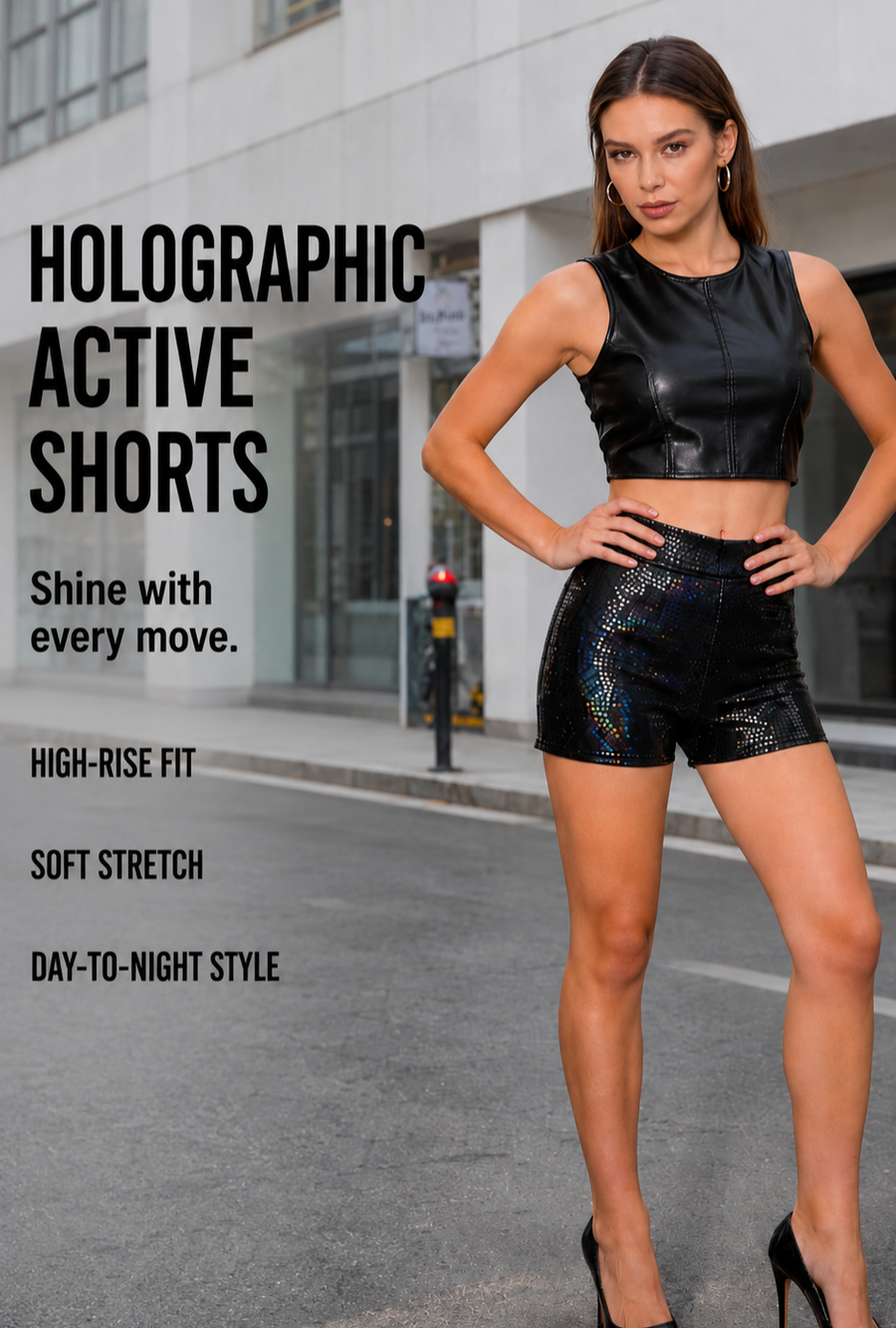 Women's Faux Leather High Waisted Shorts - Sexy Mini Hot Pants