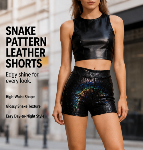 Women's Faux Leather High Waisted Shorts - Sexy Mini Hot Pants
