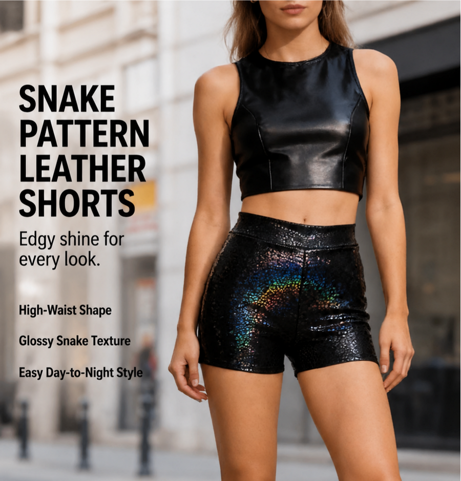 Women's Faux Leather High Waisted Shorts - Sexy Mini Hot Pants