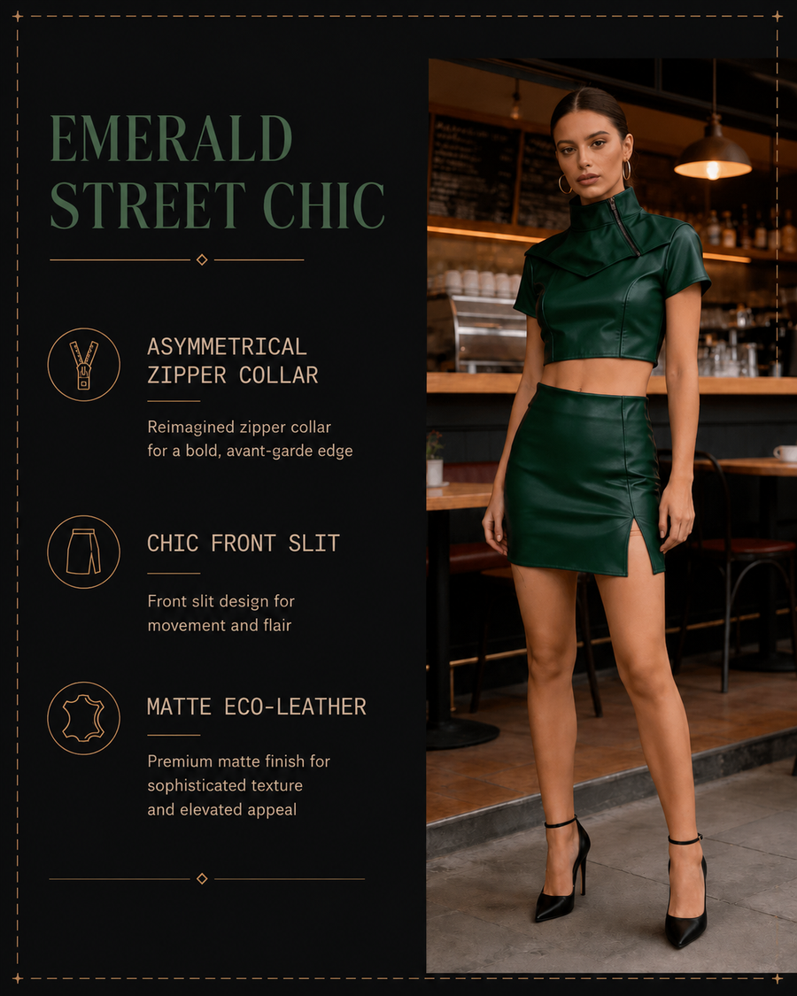 Women's High Waist Faux Leather Bodycon Mini Skirt with Slit