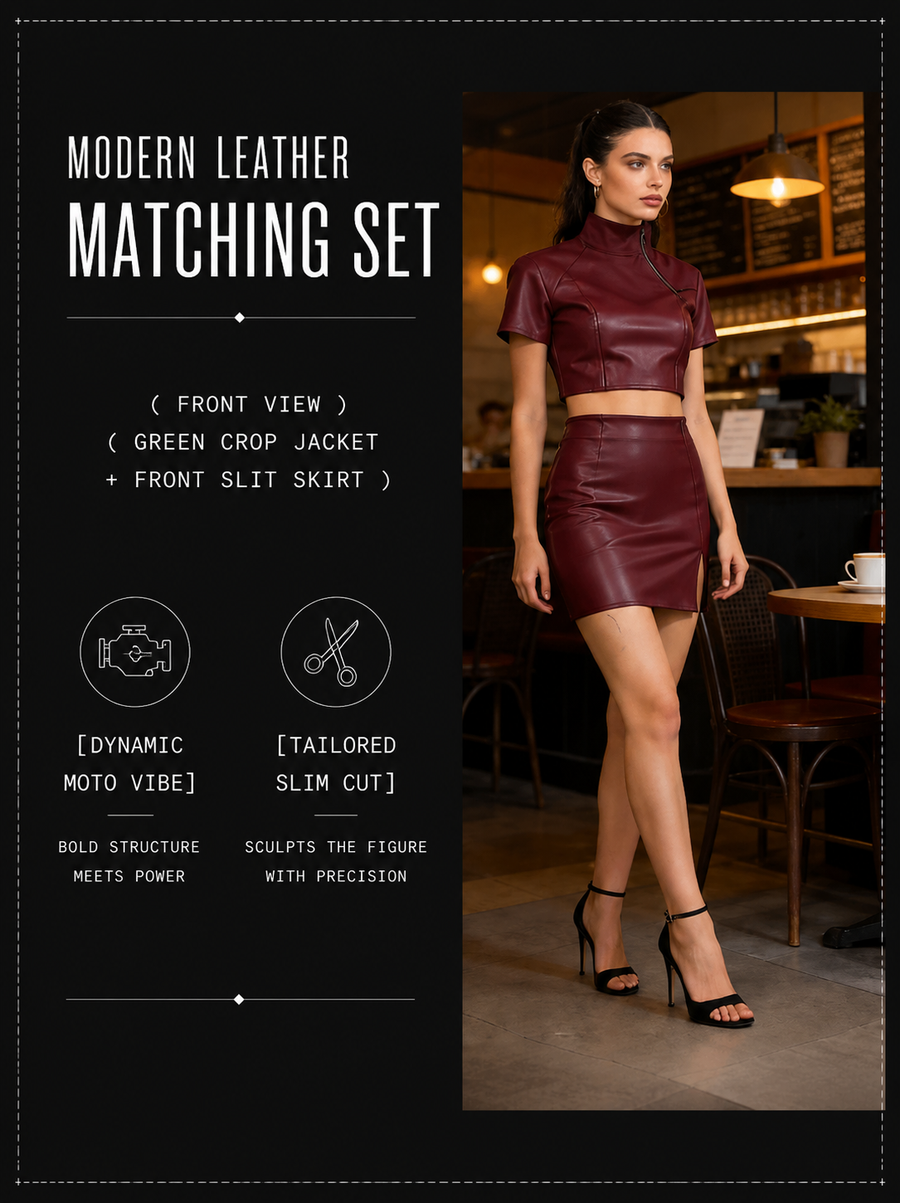 Women's High Waist Faux Leather Bodycon Mini Skirt with Slit