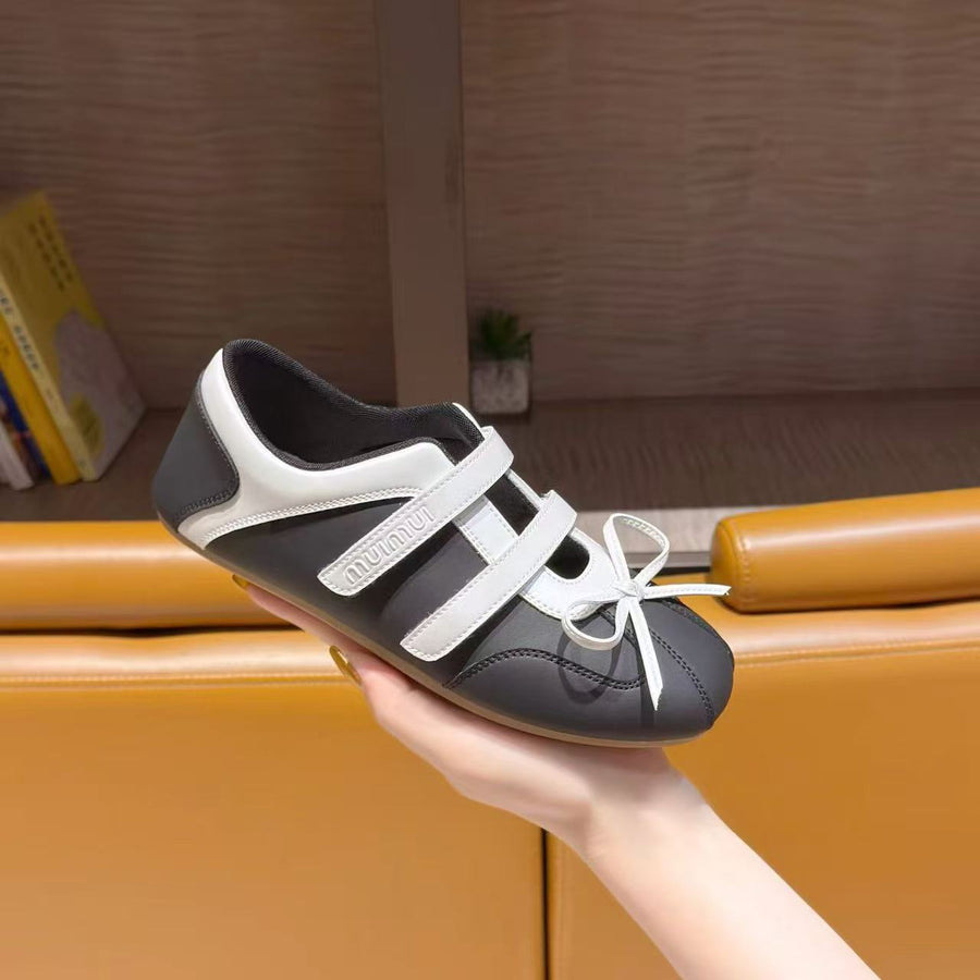 Y2K Metallic Double Strap Ballet Flats for Women