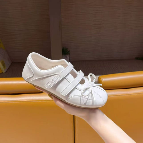 Y2K Metallic Double Strap Ballet Flats for Women