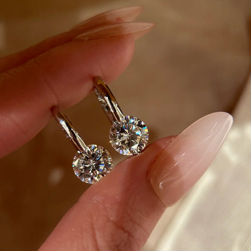Floating Dainty Simulated Zirconia Hoop Clasp Earrings for Women