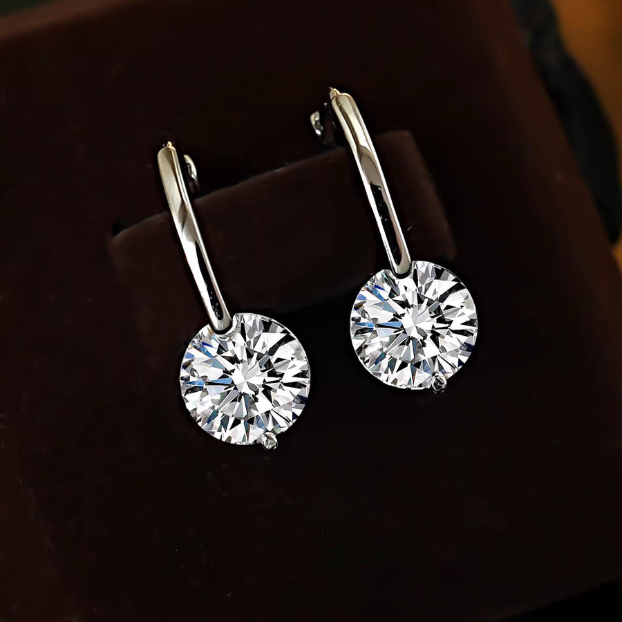 Floating Dainty Simulated Zirconia Hoop Clasp Earrings for Women