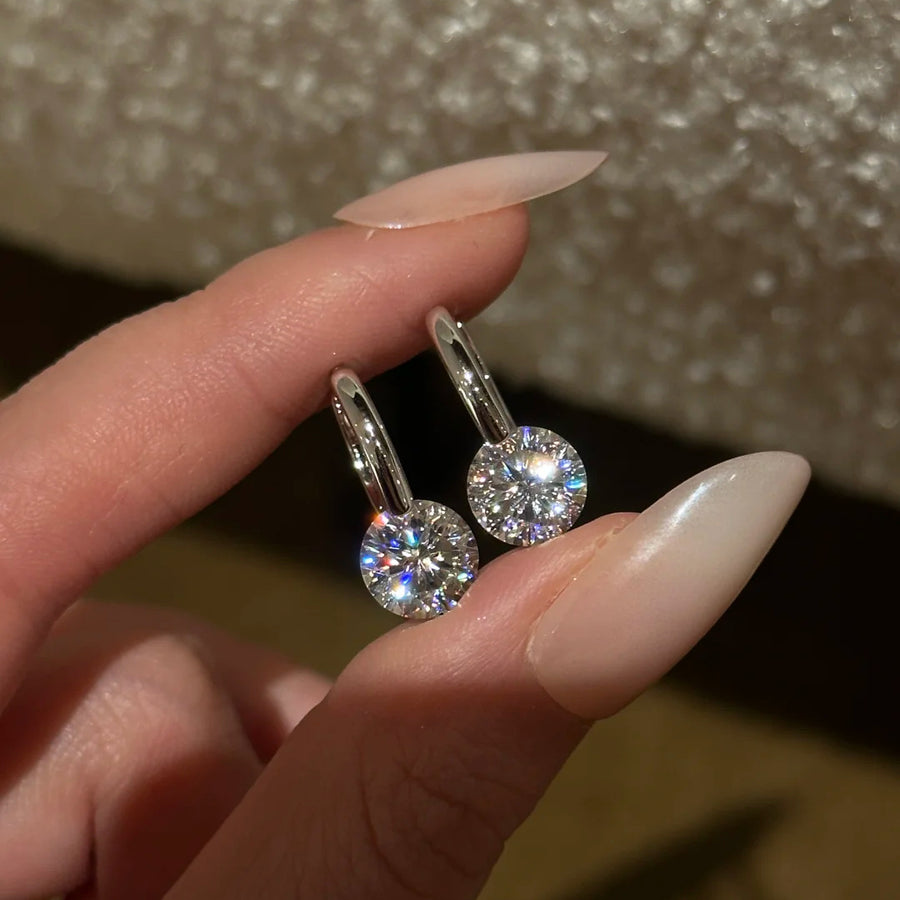 Floating Dainty Simulated Zirconia Hoop Clasp Earrings for Women