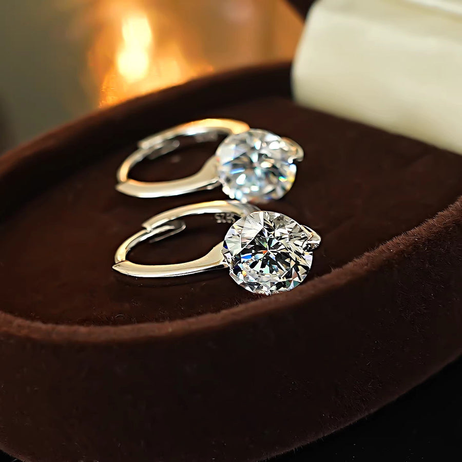 Floating Dainty Simulated Zirconia Hoop Clasp Earrings for Women