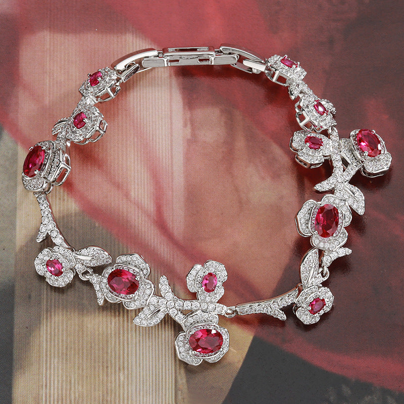 Heavy Craft Floral Bracelet for Women - Scarlet Tone Jewelry