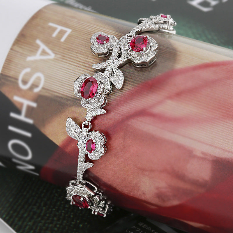 Heavy Craft Floral Bracelet for Women - Scarlet Tone Jewelry