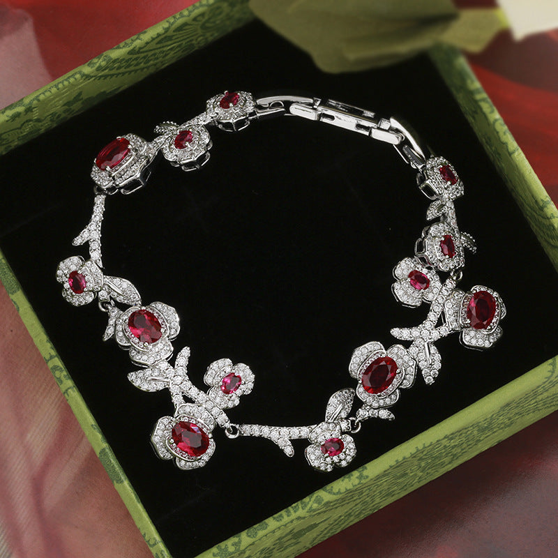 Heavy Craft Floral Bracelet for Women - Scarlet Tone Jewelry