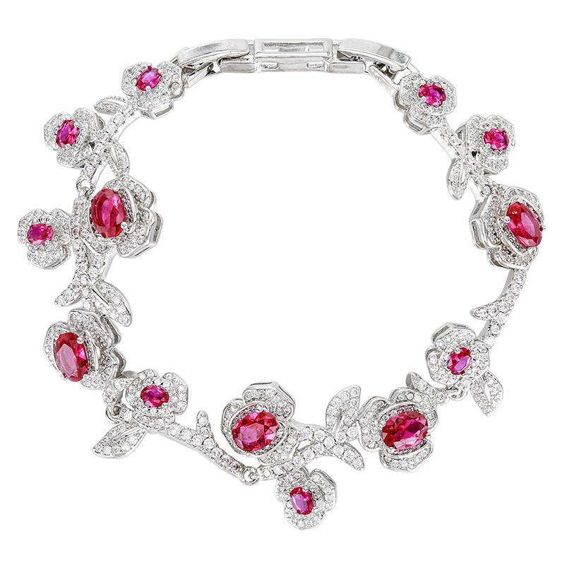 Heavy Craft Floral Bracelet for Women - Scarlet Tone Jewelry