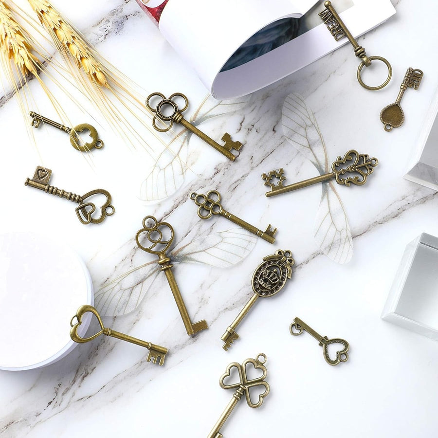Vintage Skeleton Key Charms and Dragonfly Wings for Jewelry