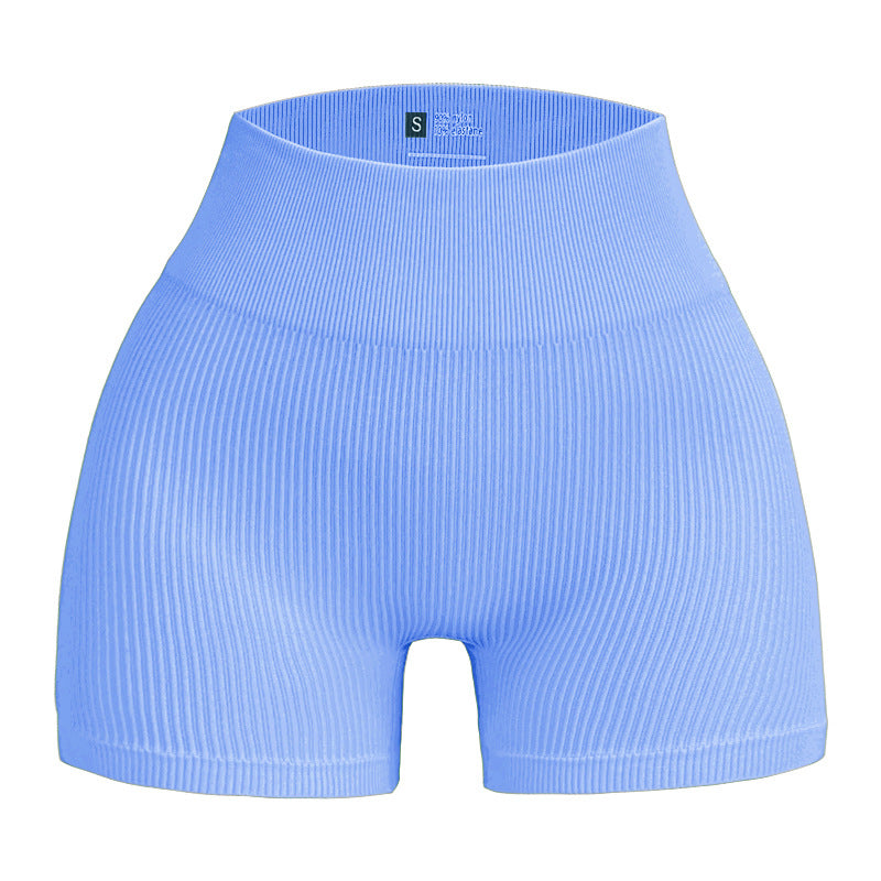 European and American Seamless Ribbed Yoga Shorts for Comfort