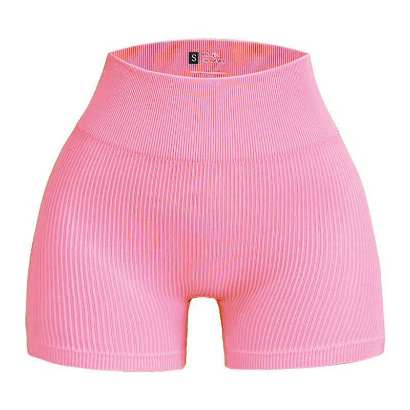 European and American Seamless Ribbed Yoga Shorts for Comfort