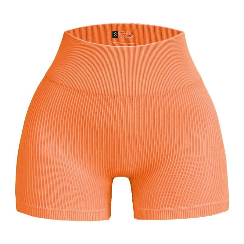 European and American Seamless Ribbed Yoga Shorts for Comfort