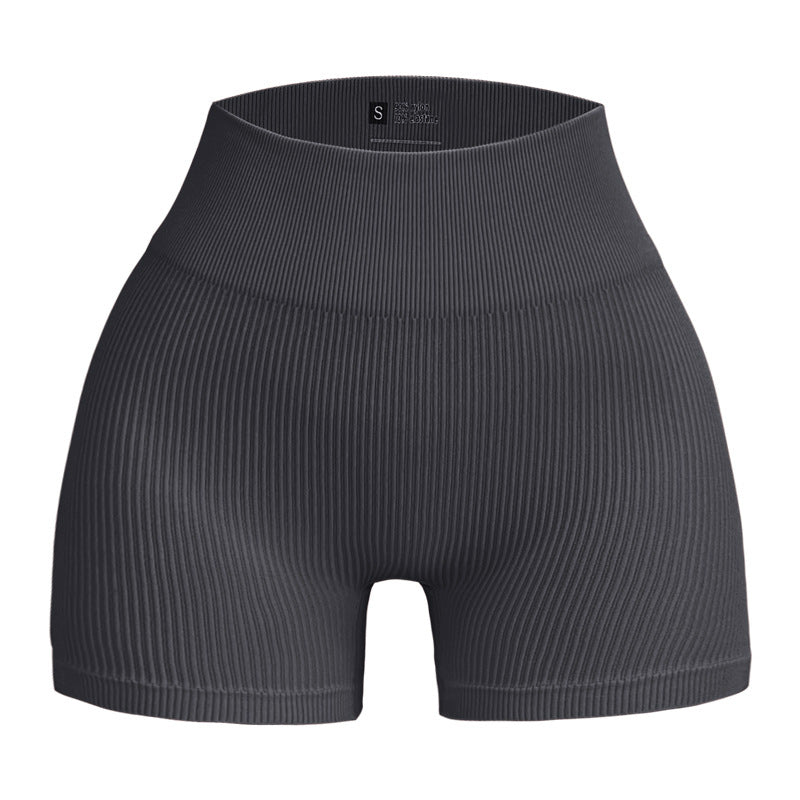 European and American Seamless Ribbed Yoga Shorts for Comfort