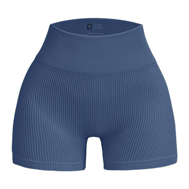 European and American Seamless Ribbed Yoga Shorts for Comfort