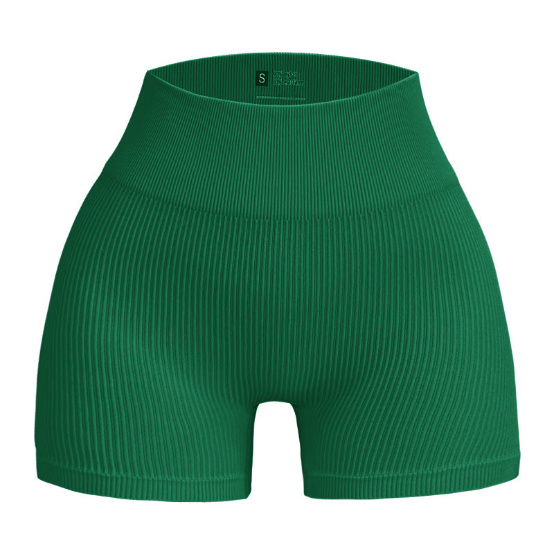 European and American Seamless Ribbed Yoga Shorts for Comfort