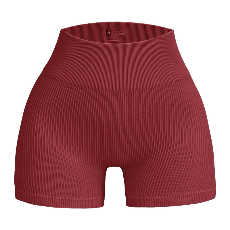 European and American Seamless Ribbed Yoga Shorts for Comfort