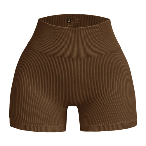 European and American Seamless Ribbed Yoga Shorts for Comfort
