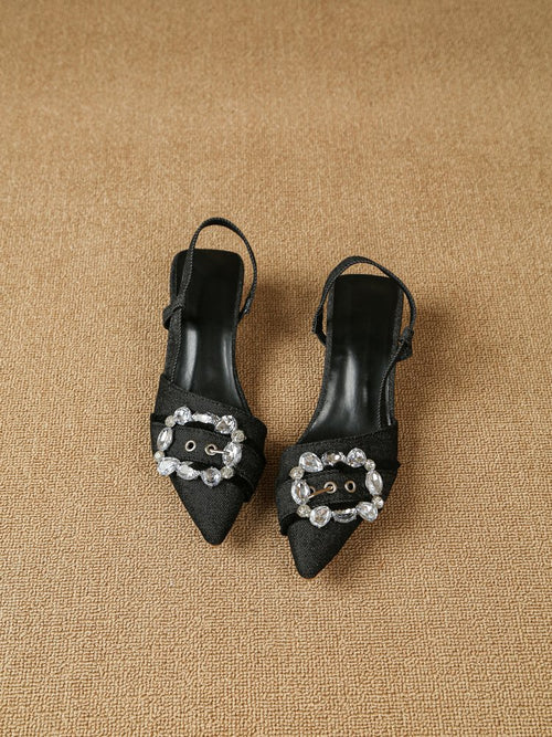 Women's Rhinestone Square Buckle High Heels for Spring