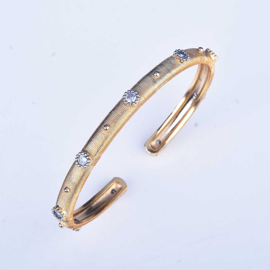 Vintage Brushed Texture Open Cuff Bangle for Women