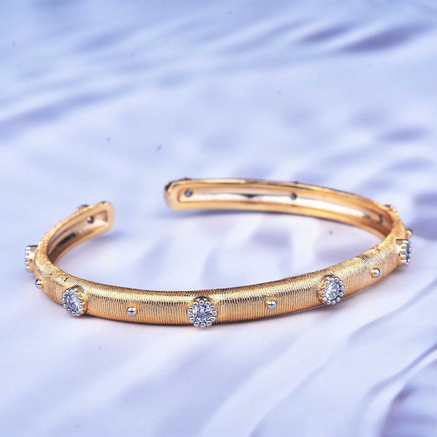 Vintage Brushed Texture Open Cuff Bangle for Women