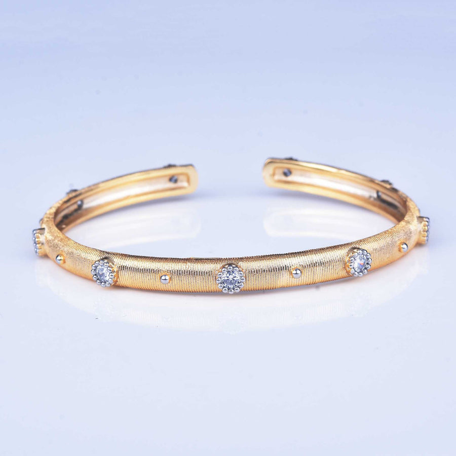 Vintage Brushed Texture Open Cuff Bangle for Women