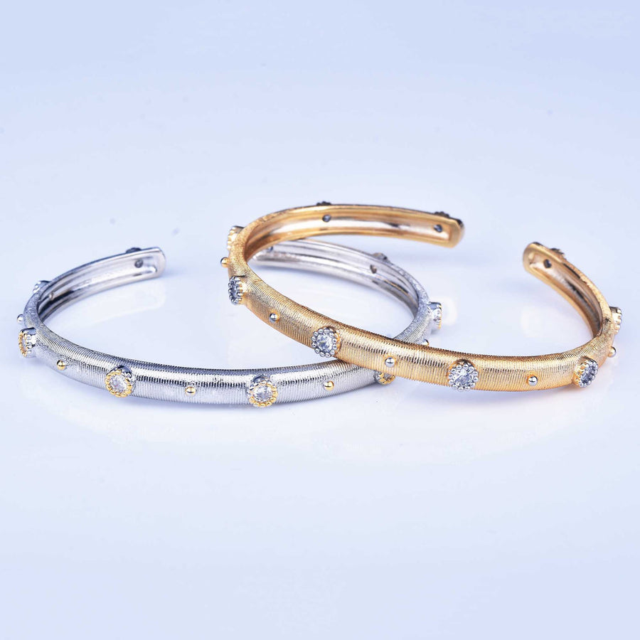 Vintage Brushed Texture Open Cuff Bangle for Women