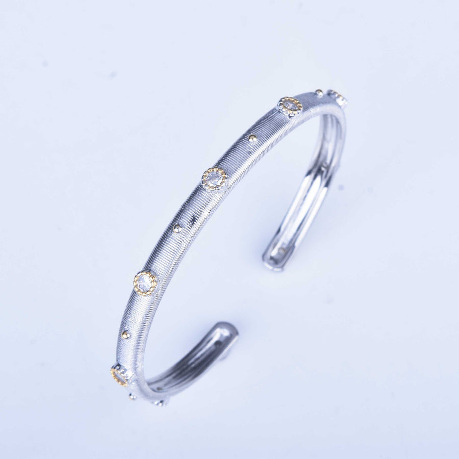 Vintage Brushed Texture Open Cuff Bangle for Women