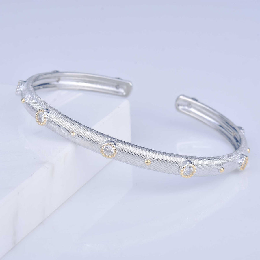 Vintage Brushed Texture Open Cuff Bangle for Women
