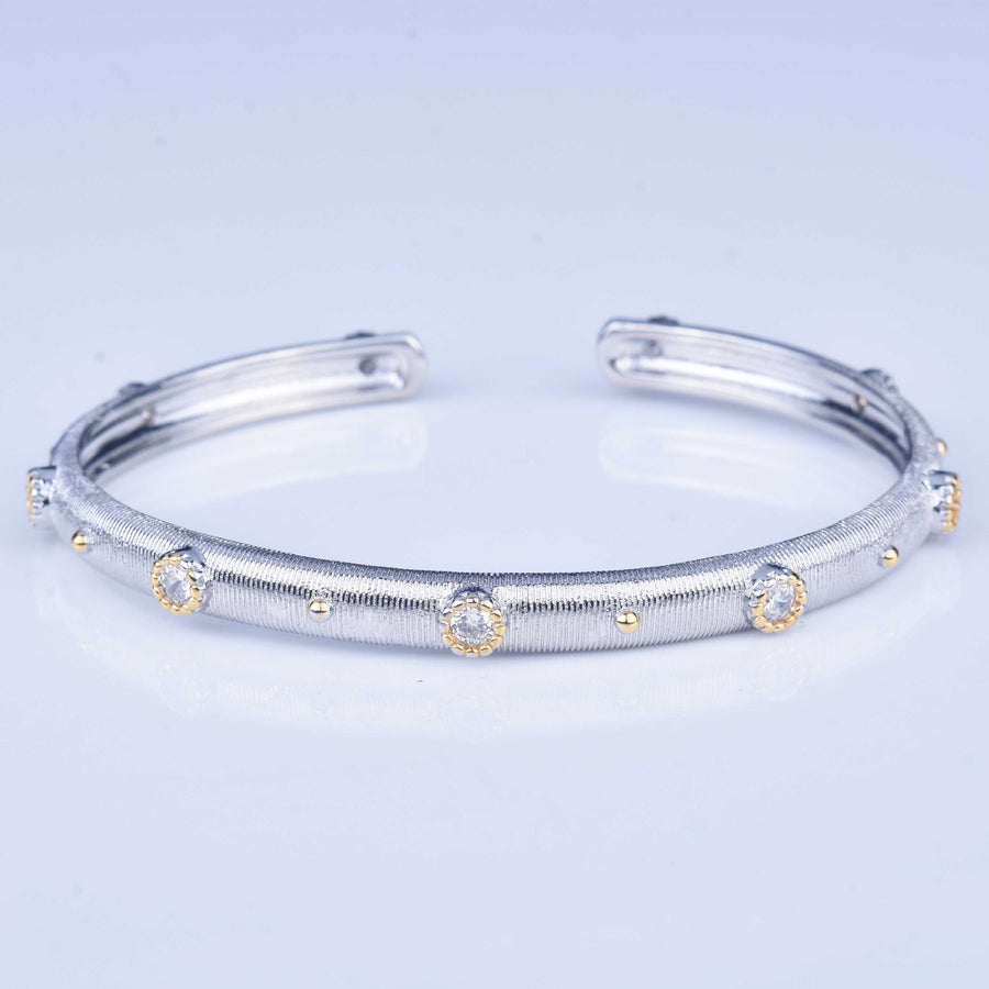 Vintage Brushed Texture Open Cuff Bangle for Women