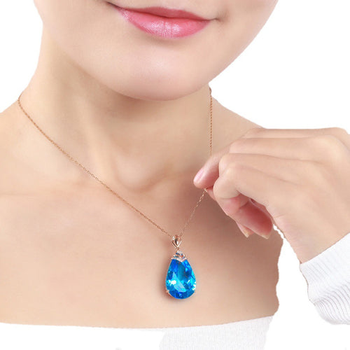 Light Luxury Crown Bail Pear Cut Pendant Necklace for Women