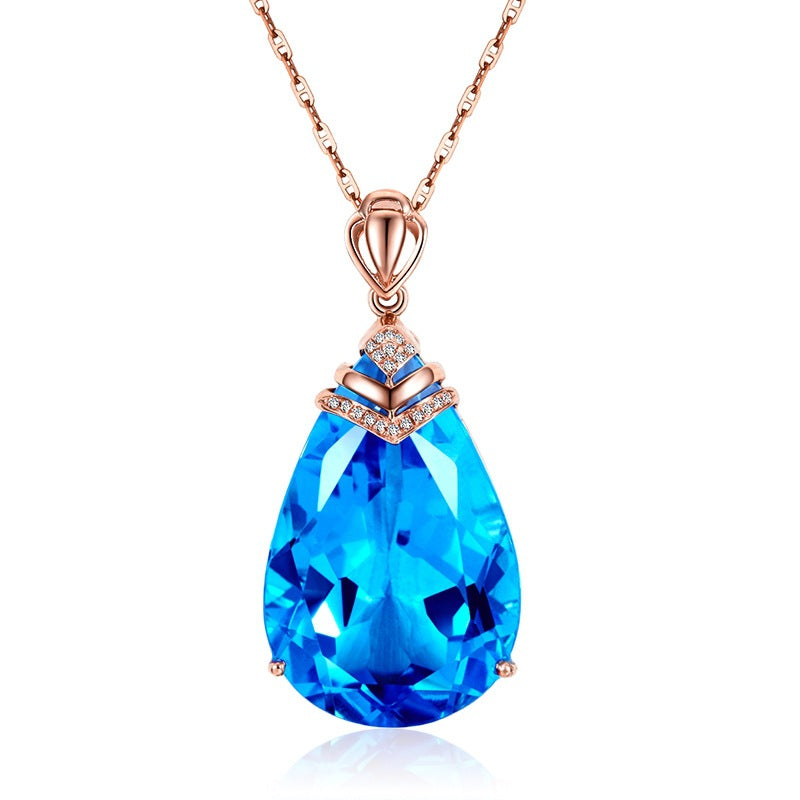 Light Luxury Crown Bail Pear Cut Pendant Necklace for Women