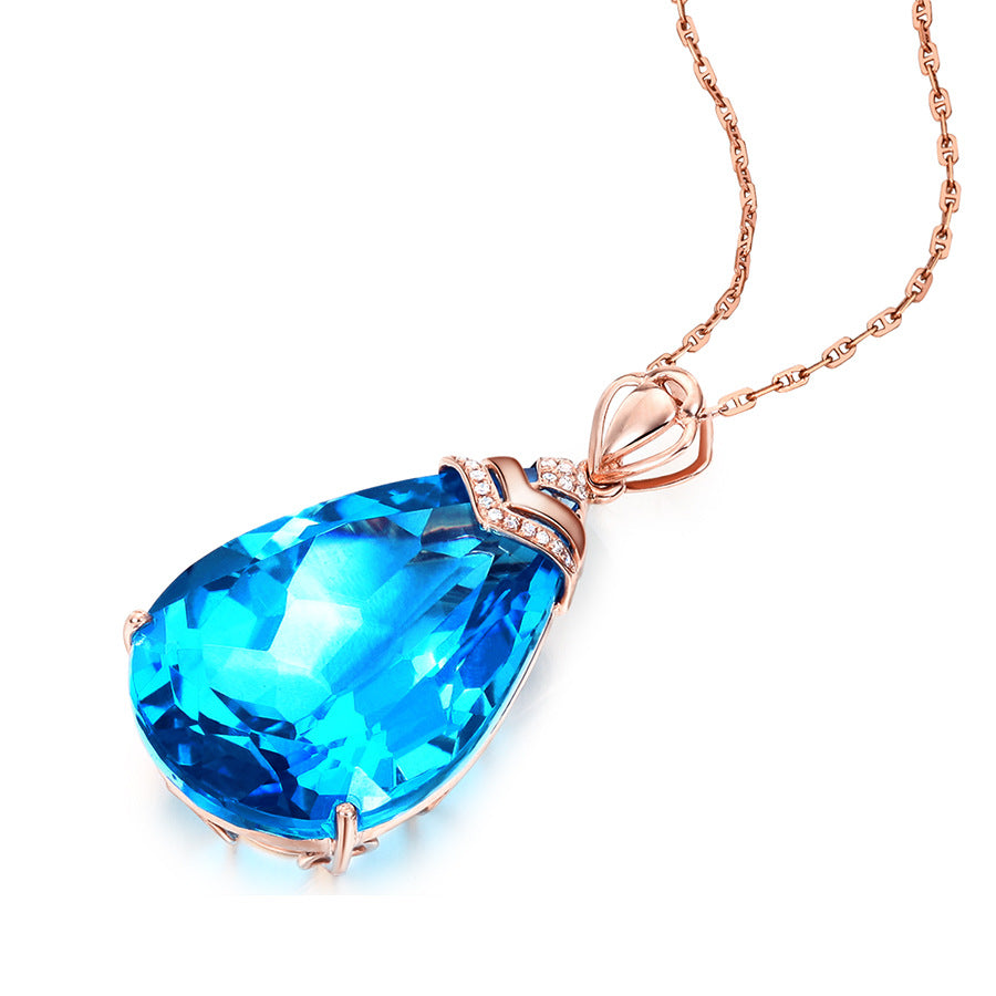 Light Luxury Crown Bail Pear Cut Pendant Necklace for Women
