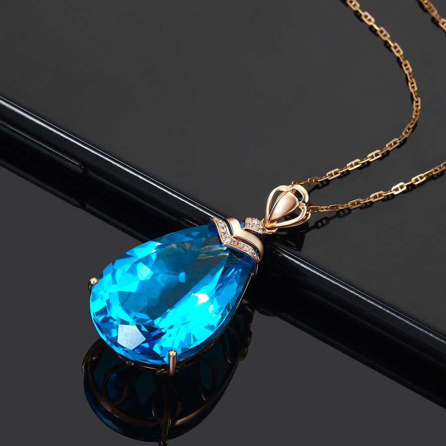 Light Luxury Crown Bail Pear Cut Pendant Necklace for Women