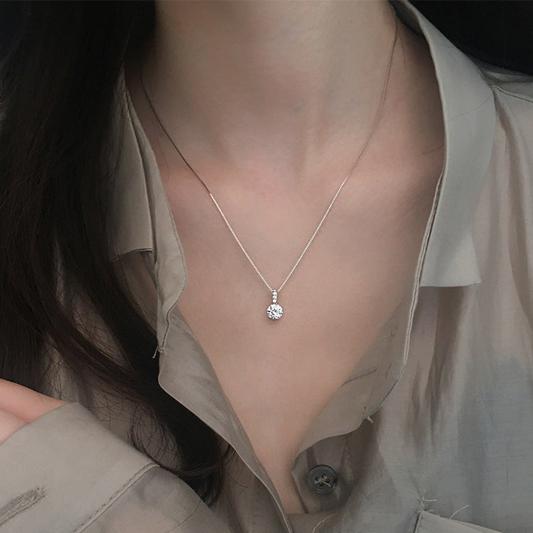 Minimalist Delicate Solitaire Pendant Necklace for Women