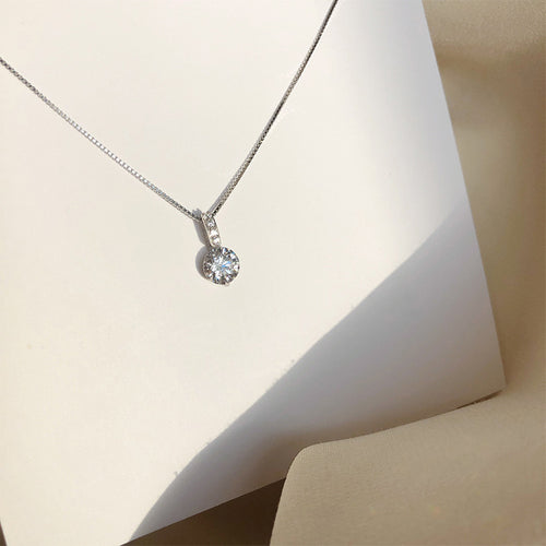 Minimalist Delicate Solitaire Pendant Necklace for Women