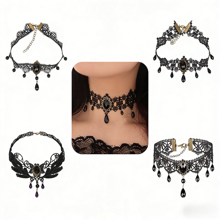 Gothic Necklace Set with 4 Chains - Unique Accessories