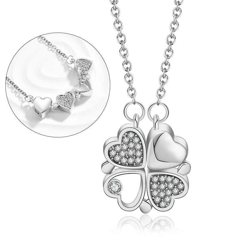 Magnetic Foldable Four Leaf Clover Necklace for Women