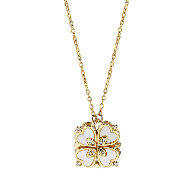 Magnetic Convertible Four Leaf Clover Necklace for Women