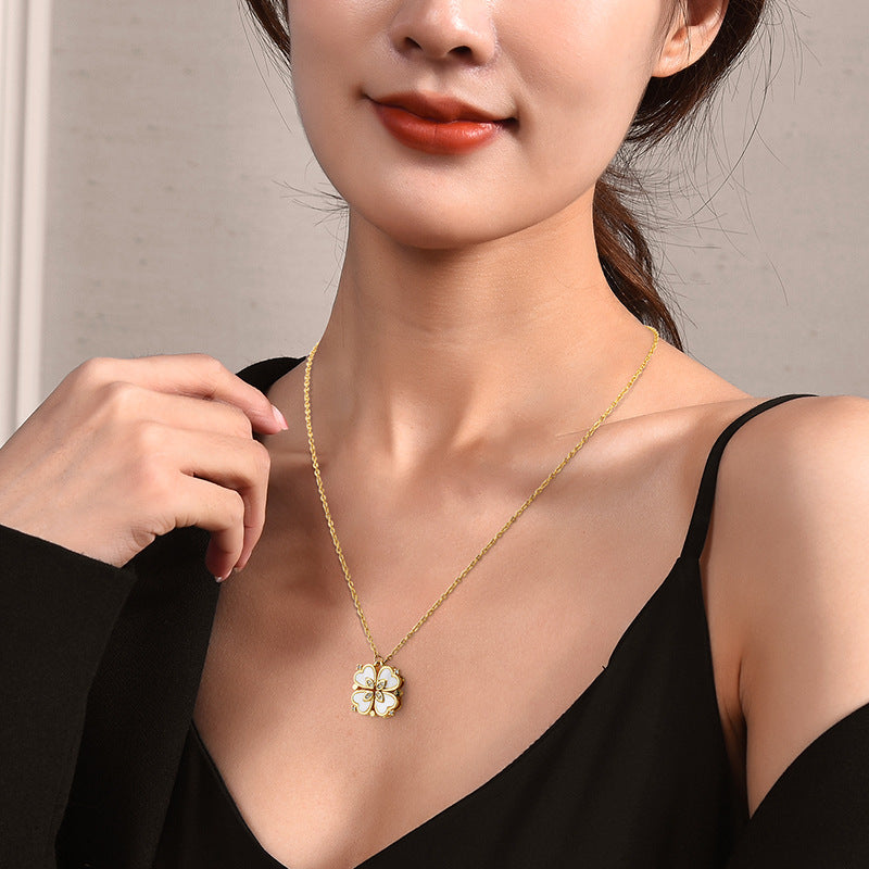 Magnetic Convertible Four Leaf Clover Necklace for Women