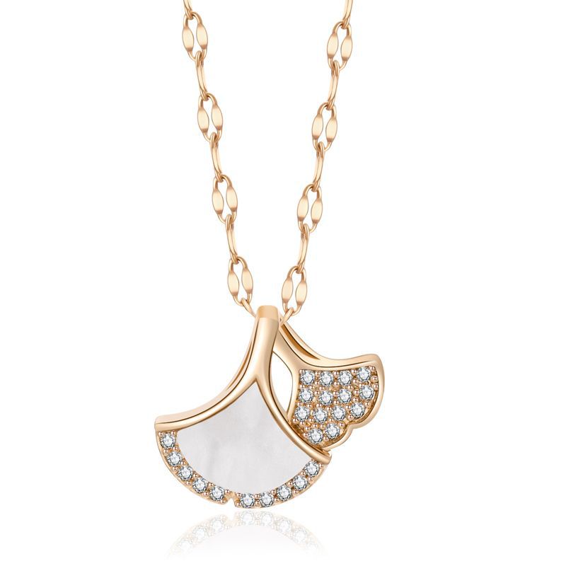 Dainty Ginkgo Leaf Pendant Necklace for Women - Elegant Sweater Jewelry