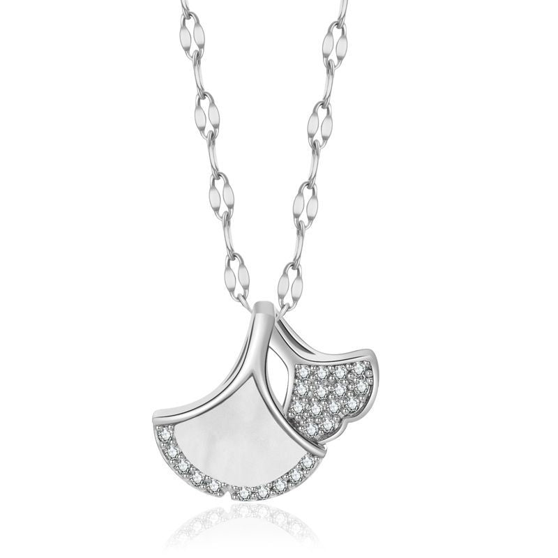 Dainty Ginkgo Leaf Pendant Necklace for Women - Elegant Sweater Jewelry