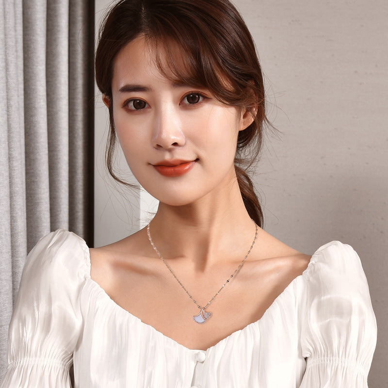 Dainty Ginkgo Leaf Pendant Necklace for Women - Elegant Sweater Jewelry