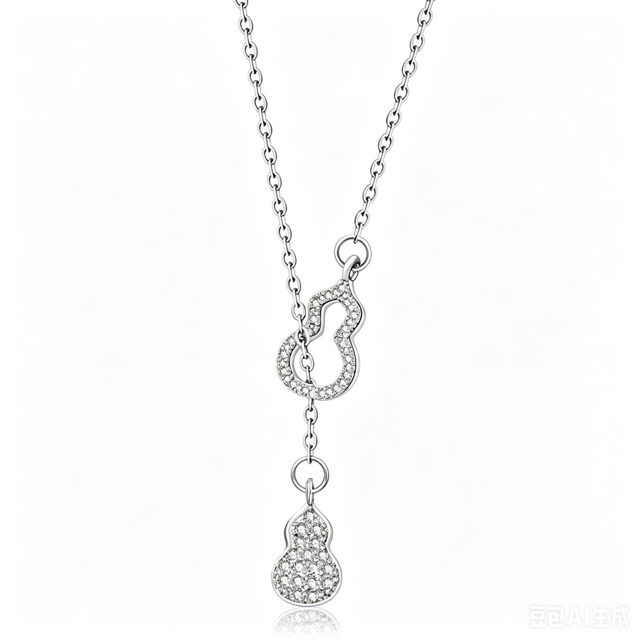 Dainty Lucky Gourd Zircon Pull Adjustable Necklace for Women